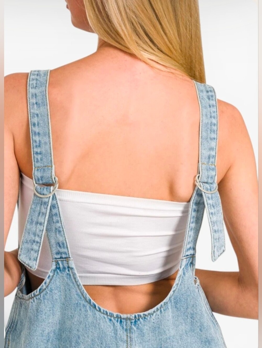 Zenana Light Wash Denim Romper - Picture 5 of 9